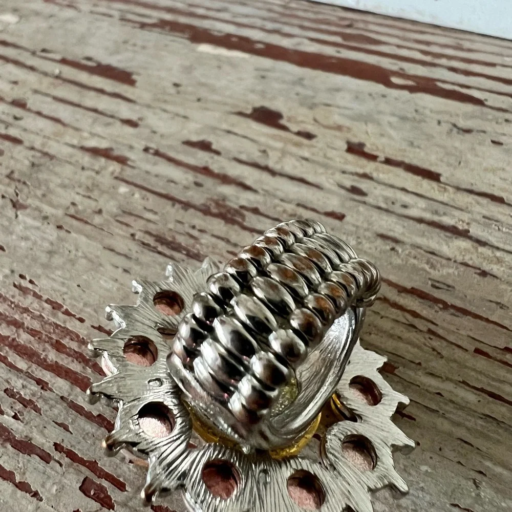 Pink and Gold Flower Stretch Ring
